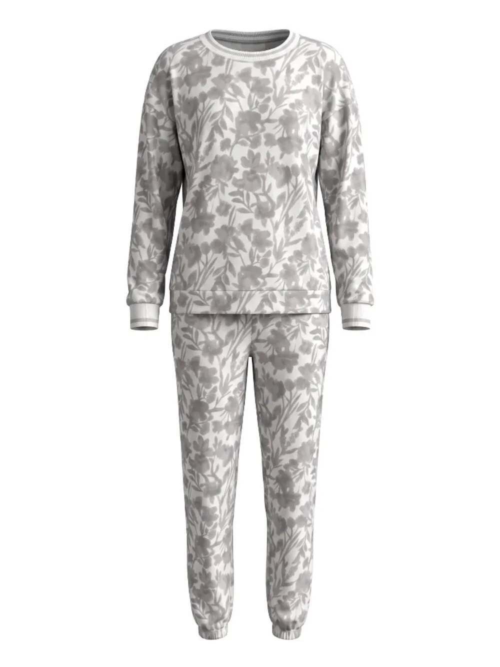 Simply Vera Vera Wang Womens XXL Pajama Set Gray Ivory Floral Joggers Loungewear